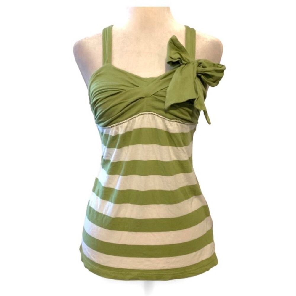 Rare Vintage Y2K Abercrombie Green White Striped Babydoll Cami XS-S